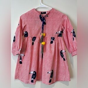 Girls Popreal Dress / Tunic Top Red Toucans Colorful Beachwear